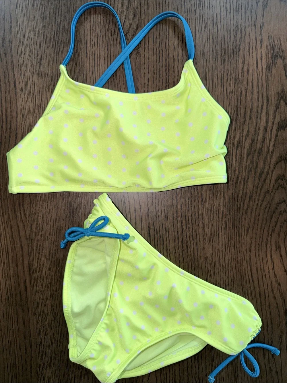 Cat & Jack Neon Yellow Polka Dot Girls' Two-Piece Bikini - Med 7/8